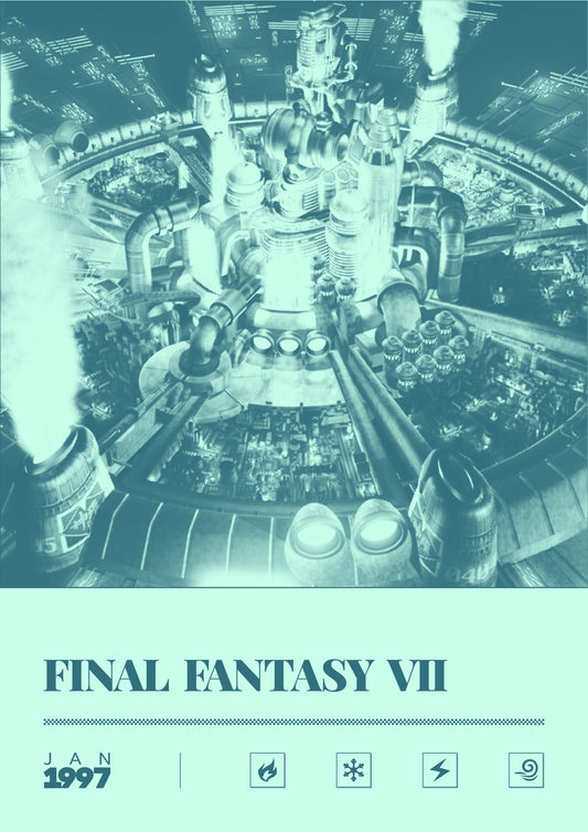 Final Fantasy VII - Duotone Minimal Video Game Art print poster minimal artwork gamer gaming Soft Reset a2 a3 a4 a5   