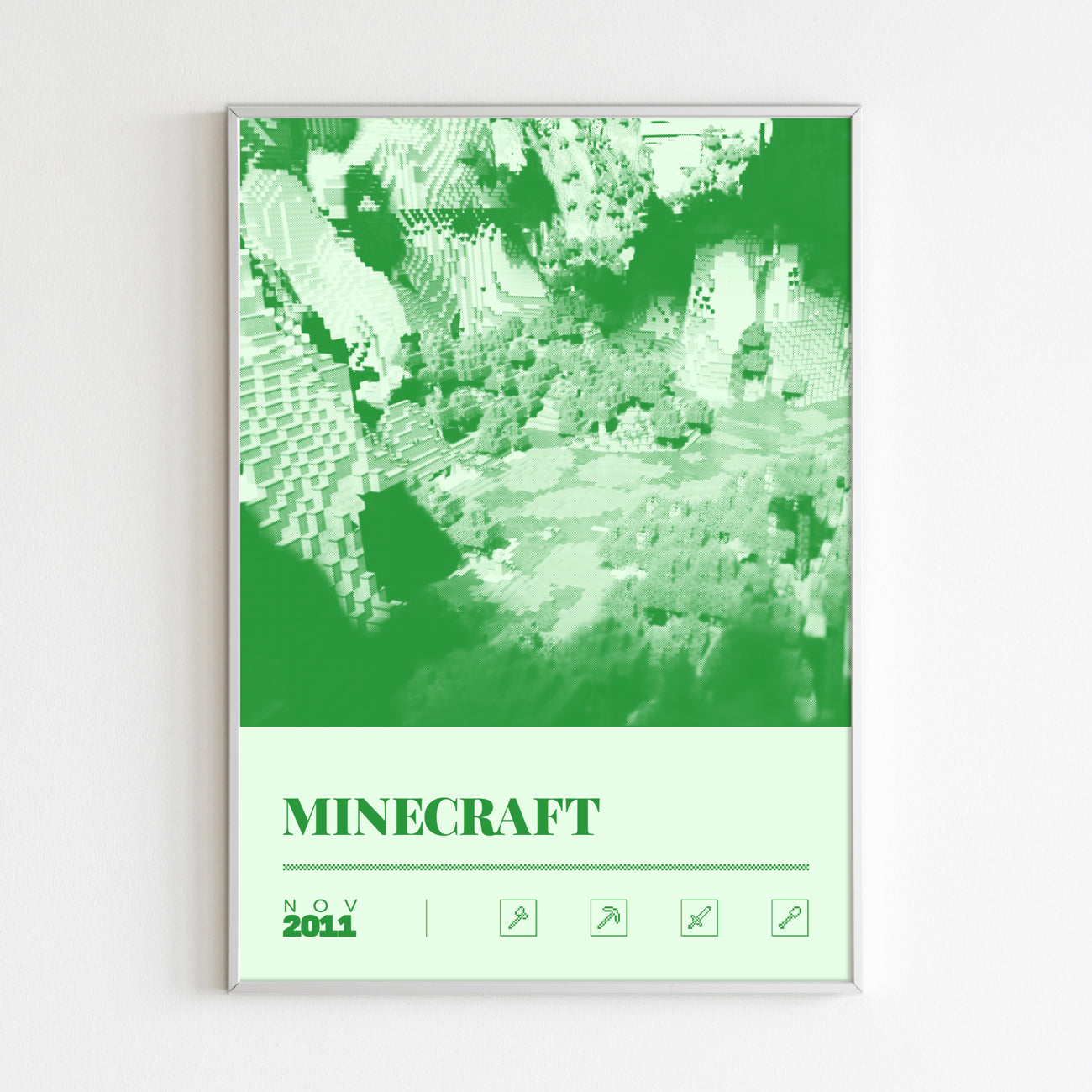 Minecraft - Duotone Minimal Video Game Art print poster minimal artwork gamer gaming Soft Reset a2 a3 a4 a5   