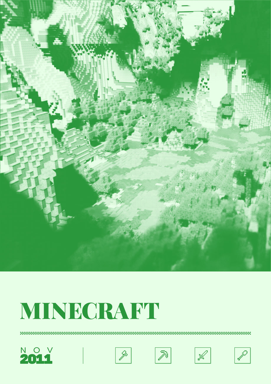 Minecraft - Duotone Minimal Video Game Art print poster minimal artwork gamer gaming Soft Reset a2 a3 a4 a5   