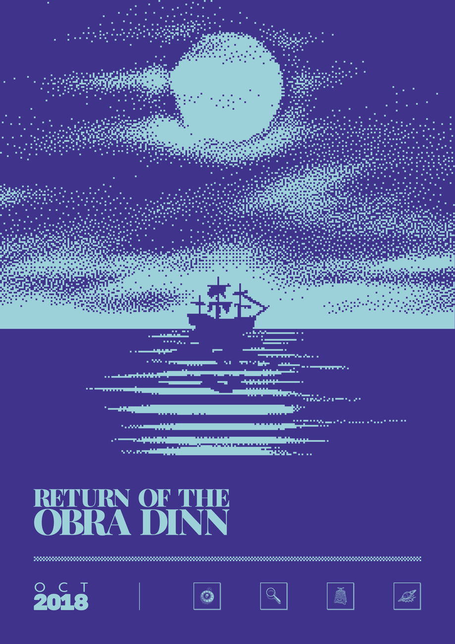 Return of the Obra Dinn - Duotone Minimal Video Game Art print poster minimal artwork gamer gaming Soft Reset a2 a3 a4 a5 A5 Commodore 1084 