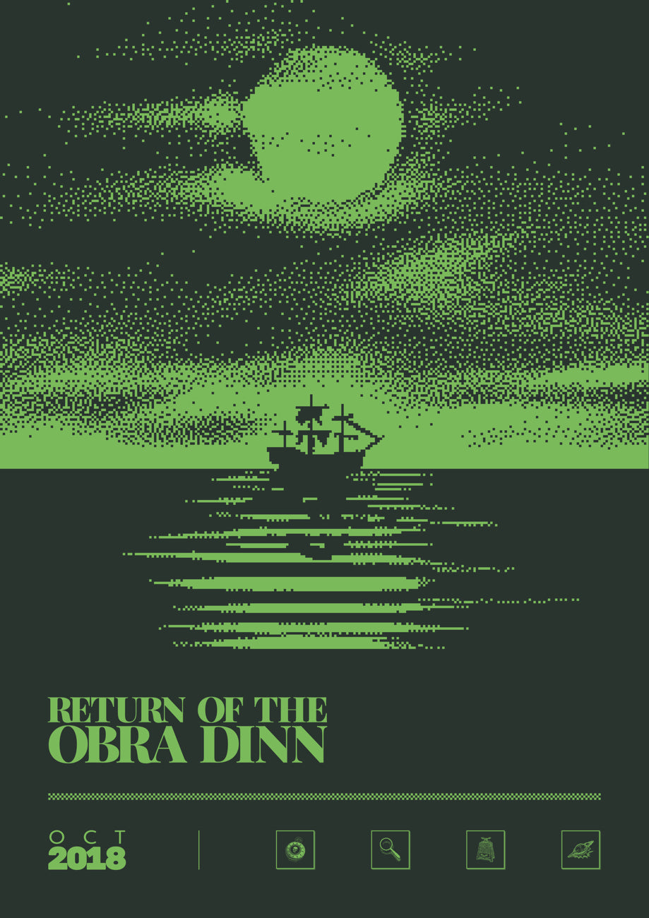 Return of the Obra Dinn - Duotone Minimal Video Game Art print poster minimal artwork gamer gaming Soft Reset a2 a3 a4 a5 A5 IBM 5151 