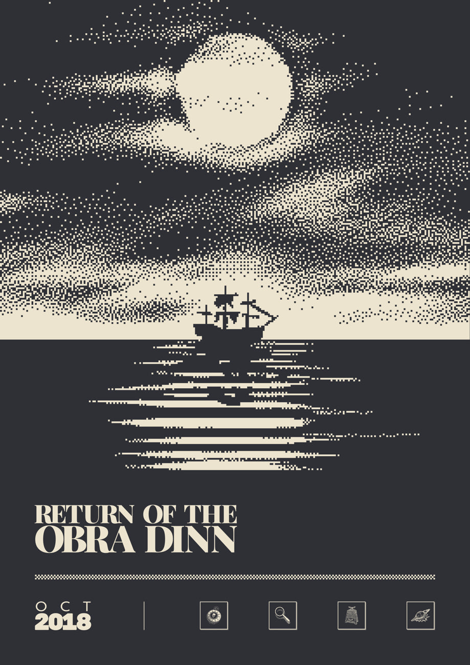 Return of the Obra Dinn - Duotone Minimal Video Game Art print poster minimal artwork gamer gaming Soft Reset a2 a3 a4 a5 A5 IBM 8503 